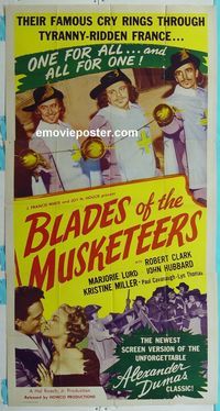 C204 BLADES OF THE MUSKETEERS three-sheet movie poster '53 Budd Boetticher