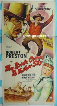 C210 BRIDE COMES TO YELLOW SKY three-sheet movie poster '52 Preston, Steele