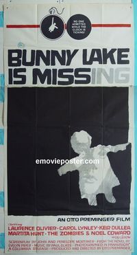 C214 BUNNY LAKE IS MISSING three-sheet movie poster '65 cool Saul Bass art!