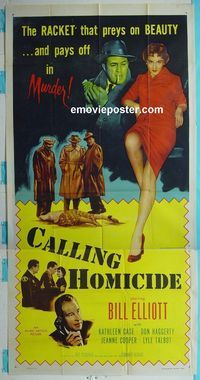 C217 CALLING HOMICIDE three-sheet movie poster '56 Wild Bill Elliot