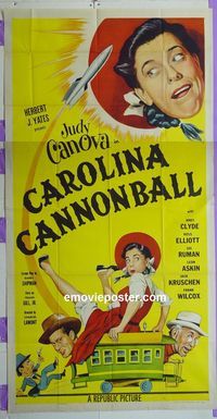 C219 CAROLINA CANNONBALL three-sheet movie poster '55 Judy Canova