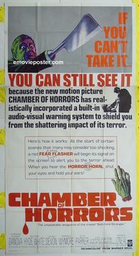 C223a CHAMBER OF HORRORS three-sheet movie poster '66 fear flasher!