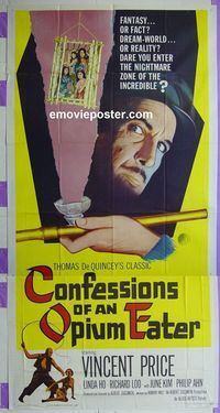 C233 CONFESSIONS OF AN OPIUM EATER three-sheet movie poster '62Vincent Price