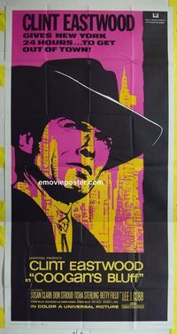 C236 COOGAN'S BLUFF three-sheet movie poster '68 Clint Eastwood, Don Siegel