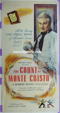 C237 COUNT OF MONTE CRISTO three-sheet movie poster R48 Robert Donat