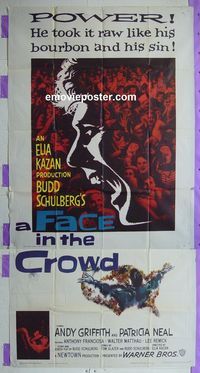 C272 FACE IN THE CROWD three-sheet movie poster '57 Andy Griffith, Neal