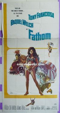 C276 FATHOM three-sheet movie poster '67 Raquel Welch, Tony Franciosa