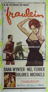 C282 FRAULEIN three-sheet movie poster '58 Dana Wynter, Mel Ferrer