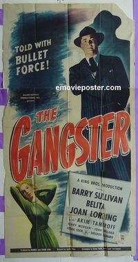 C286 GANGSTER three-sheet movie poster '47 Sheldon Leonard, Barry Sullivan