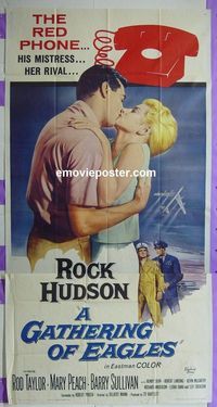 C288 GATHERING OF EAGLES three-sheet movie poster '63 Rock Hudson, Taylor