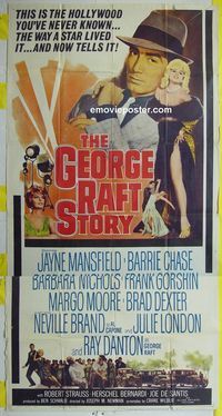 C289 GEORGE RAFT STORY three-sheet movie poster '61 Jayne Mansfield, Chase