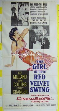 C290 GIRL IN THE RED VELVET SWING three-sheet movie poster '55 Joan Collins