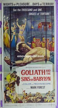 C296 GOLIATH & THE SINS OF BABYLON three-sheet movie poster '64 AIP