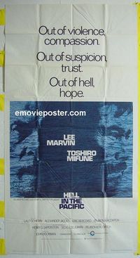 C303 HELL IN THE PACIFIC three-sheet movie poster '69 Lee Marvin, Mifune