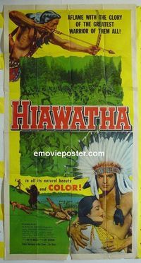 C305 HIAWATHA three-sheet movie poster '53 Native American Indians!