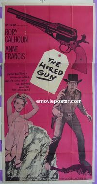 C310 HIRED GUN three-sheet movie poster '57 Rory Calhoun, Anne Francis