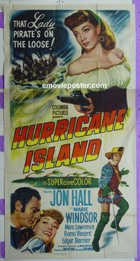 C318 HURRICANE ISLAND three-sheet movie poster '51 Marie Windsor