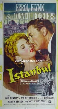 C322 ISTANBUL three-sheet movie poster '57 Errol Flynn, Borchers