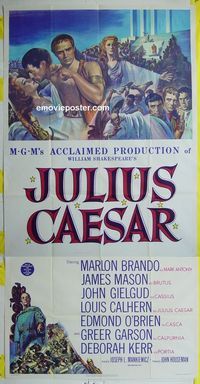 C328 JULIUS CAESAR three-sheet movie poster '53 Marlon Brando, James Mason