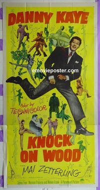 C330 KNOCK ON WOOD three-sheet movie poster '54 Danny Kaye, Mai Zetterling