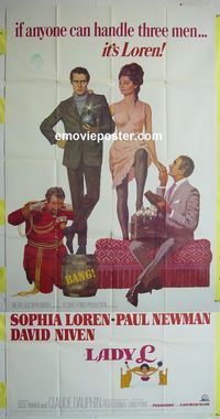 C331 LADY L three-sheet movie poster '66 Sophia Loren, Paul Newman, Niven