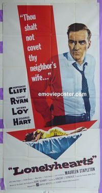 C334 LONELYHEARTS three-sheet movie poster '59 Montgomery Clift, Robert Ryan
