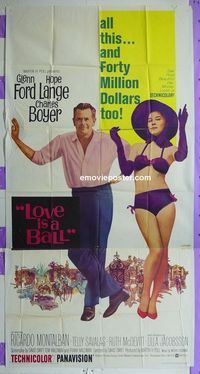 C335 LOVE IS A BALL style B three-sheet movie poster '63 Glenn Ford, Lange