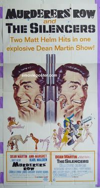 C348 MURDERERS' ROW/SILENCERS three-sheet movie poster '67 Dean Martin
