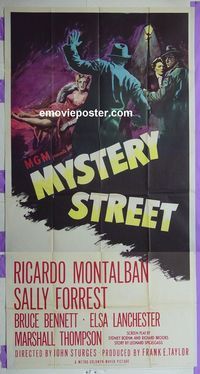 C349 MYSTERY STREET three-sheet movie poster '50 film noir, Montalban