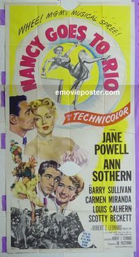 C350 NANCY GOES TO RIO three-sheet movie poster '50 Jane Powell, Ann Sothern