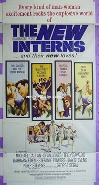 C352 NEW INTERNS three-sheet movie poster '64 Michael Callan, Dean Jones