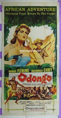 C357 ODONGO three-sheet movie poster '56 Rhonda Fleming, Macdonald Carey