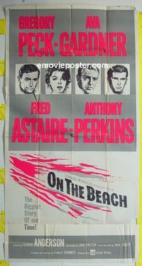 C359 ON THE BEACH three-sheet movie poster '59 Greg Peck, Ava Gardner