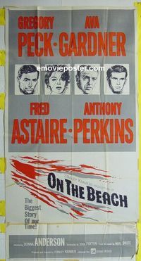 C358 ON THE BEACH three-sheet movie poster '59 Greg Peck, Ava Gardner