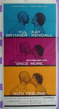 C361a ONCE MORE WITH FEELING three-sheet movie poster '60 Yul Brynner,Kendall