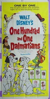 C176 101 DALMATIANS three-sheet movie poster '61 Walt Disney dog classic!