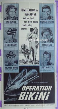 C362 OPERATION BIKINI three-sheet movie poster '63 Tab Hunter, Avalon
