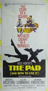 C363 PAD three-sheet movie poster '66 Ross Hunter, Brian Bedford, wild!