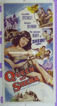 C371 QUEEN OF SHEBA three-sheet movie poster '53 Italian epic!
