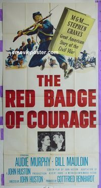 C373 RED BADGE OF COURAGE three-sheet movie poster '51 Audie Murphy