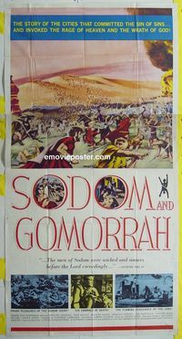 C381 SODOM & GOMORRAH three-sheet movie poster '63 Stewart Granger, Angeli