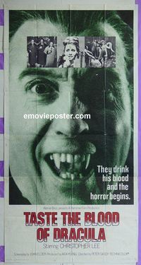C386 TASTE THE BLOOD OF DRACULA three-sheet movie poster '70 Christopher Lee