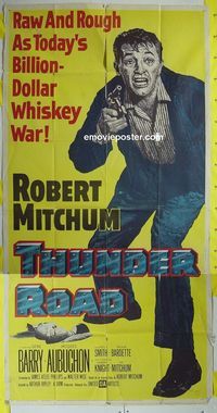 C390a THUNDER ROAD three-sheet movie poster '58 Robert Mitchum, Gene Barry