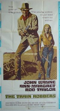 C395 TRAIN ROBBERS three-sheet movie poster '73 John Wayne, Ann-Margret