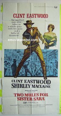 C396 TWO MULES FOR SISTER SARA three-sheet movie poster '70 Clint Eastwood