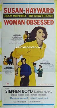 C408 WOMAN OBSESSED three-sheet movie poster '59 Susan Hayward, Boyd