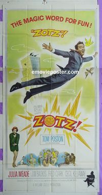 C414 ZOTZ three-sheet movie poster '62 William Castle, Tom Poston