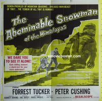 C135 ABOMINABLE SNOWMAN OF THE HIMALAYAS six-sheet movie poster '57 Cushing