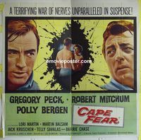 C138 CAPE FEAR six-sheet movie poster '62 Gregory Peck, Robert Mitchum