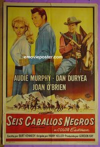 C423 6 BLACK HORSES Argentinean movie poster '62 Audie Murphy